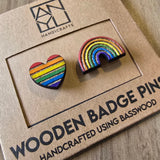 ANYU Wooden Rainbow Badge Pins