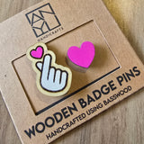 ANYU Wooden Love Badge Pins
