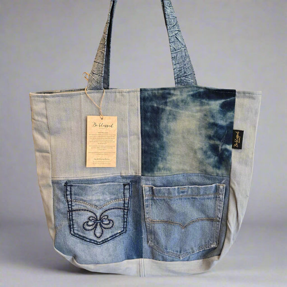 Be Blessed Denim Tote Bag