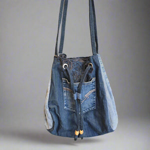 Be Blessed Denim Dumpling Bag
